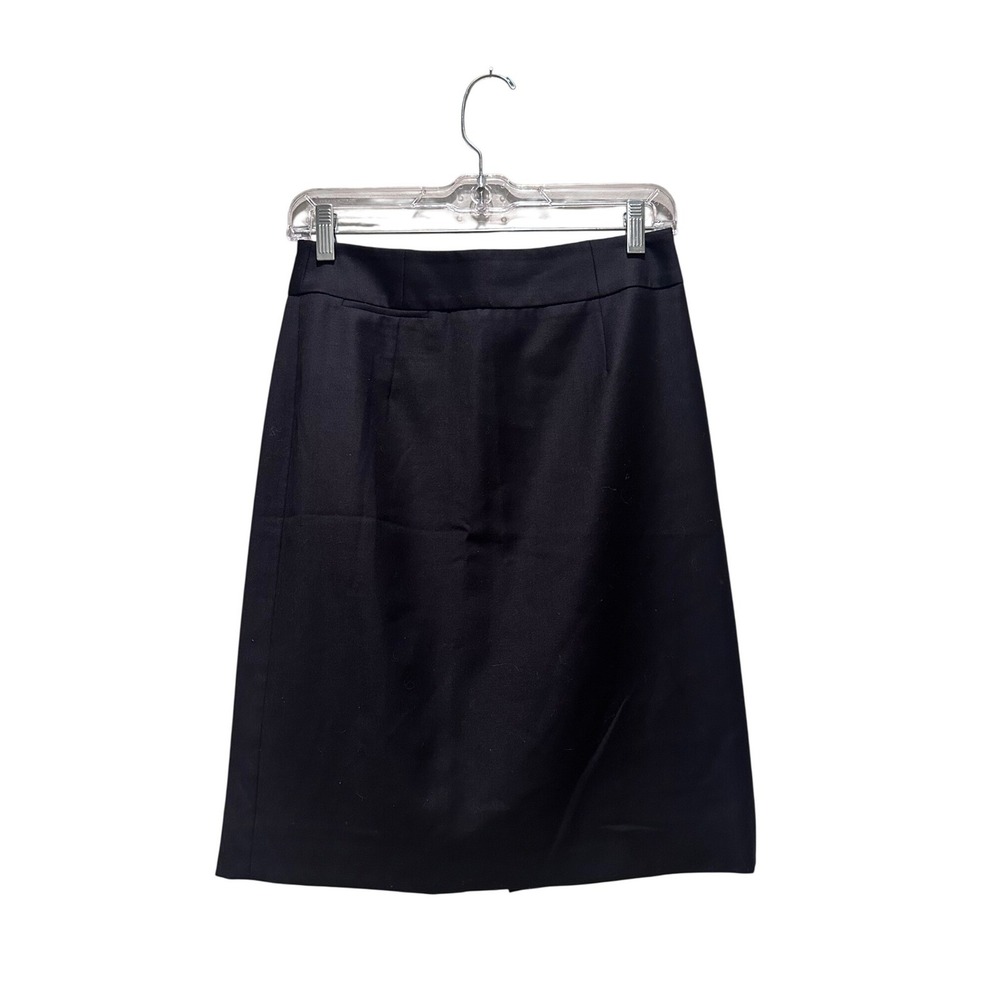 J.Crew Black 100% Wool Pencil Skirt Size 0‎ Lined Straight Minimalist Modest